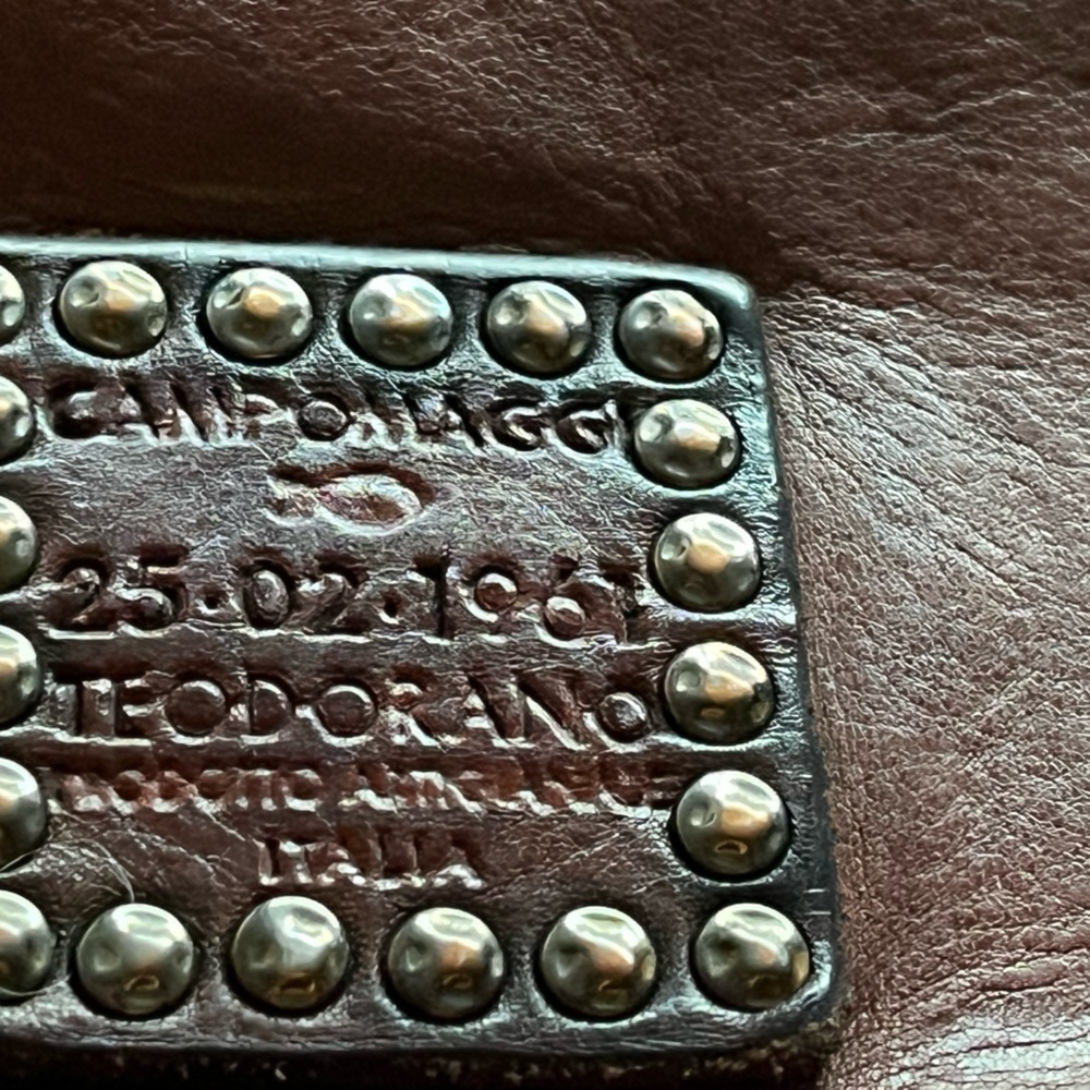 Brown Studded Leather Shoulder Bag, Campomaggi made in Italy - Picture 4 of 8